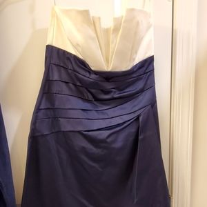 Strapless white and navy blue dress!